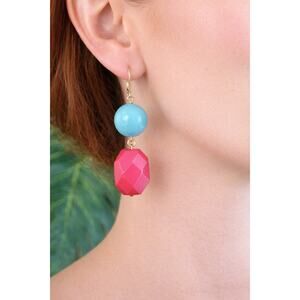 BOGO FREE Stone Ruby pink Beaded earrings